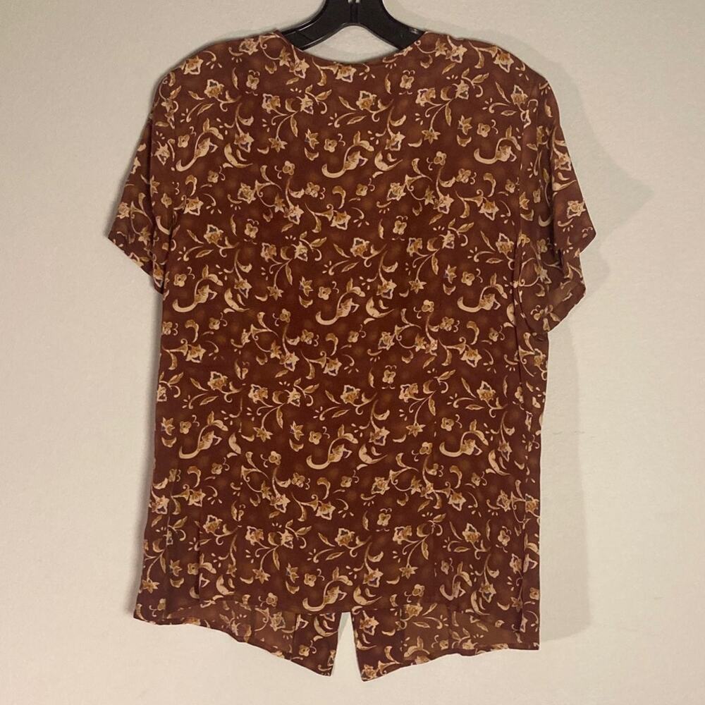 Vintage Silk Skirt Set Floral Blouse & Midi Jennifer Moore 90s ~ Sz 12/14 fits 8 - Picture 5 of 11